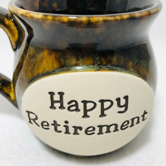 Happy Retirement Present Gift Mug Art 3D Molded Raised Brown Ceramic Work Staff - Picture 5 of 10
